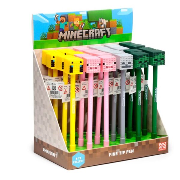 Minecraft Kugelschreiber mit feiner Spitze & Silikon-Topper