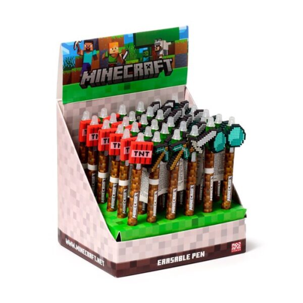 Inkredible radierbarer Kugelschreiber Kuli mit Minecraft PVC Werkzeug Silikon-Topper
