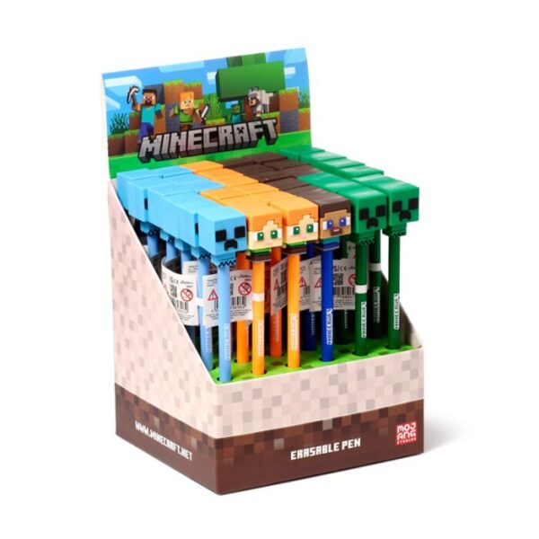 Inkredible radierbarer Kugelschreiber Kuli mit Minecraft Chibi-Stil Silikon-Toppe