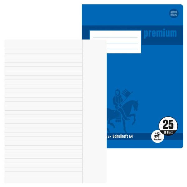 Staufen® Schulheft Premium Lineatur 25 liniert DIN A4 Außenrand, 16 Blatt