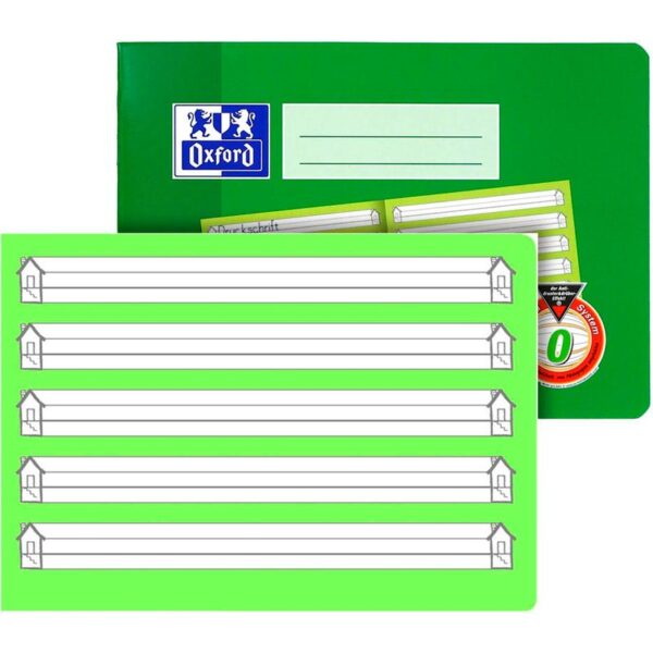 OXFORD Schreiblernheft Lineatur 0 liniert DIN A5 quer ohne Rand, 16 Blatt