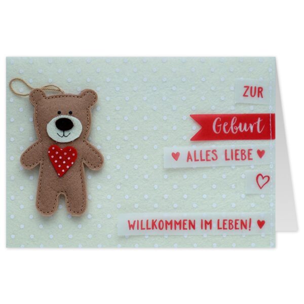 Grußkarte mit Filz »Zur Geburt alles Liebe«