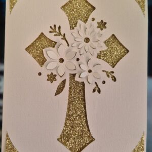 Kommunionkarte mit Blumenmotiv